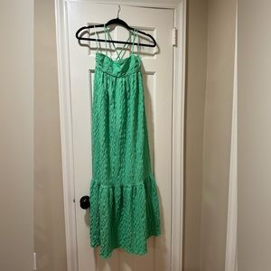 green zara maxi dress NWT